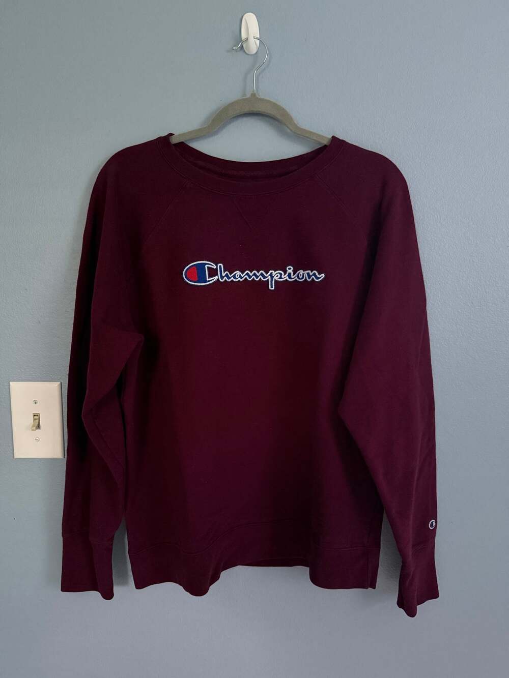 Vintage Champion Burgundy Crewneck Sweatshirt XL USA Athleticwear Y2K